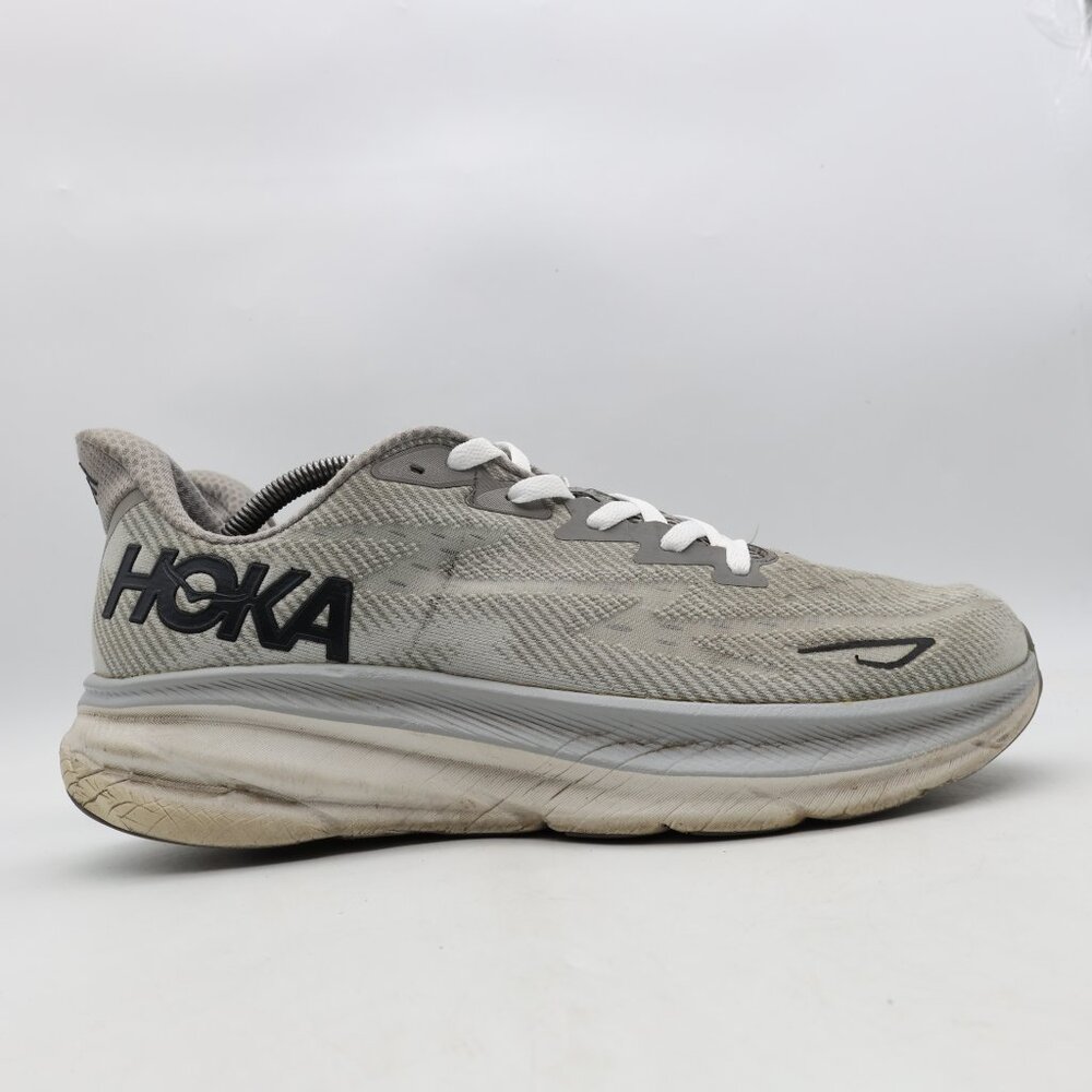 Hoka One One Clifton 9 Men's Size 12 D Harbor Mist Black Gray White 1127895 HMBC